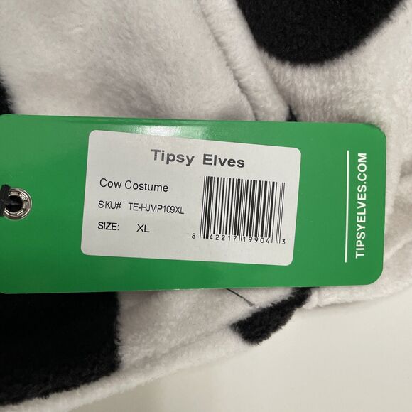 Tipsy Elves Cow Halloween Costume Unisex Jumpsuit Pockets Full Zip XL NWT - Picture 12 of 16